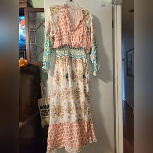 Dex Dress Mixed Print Maxi Dress Sz L